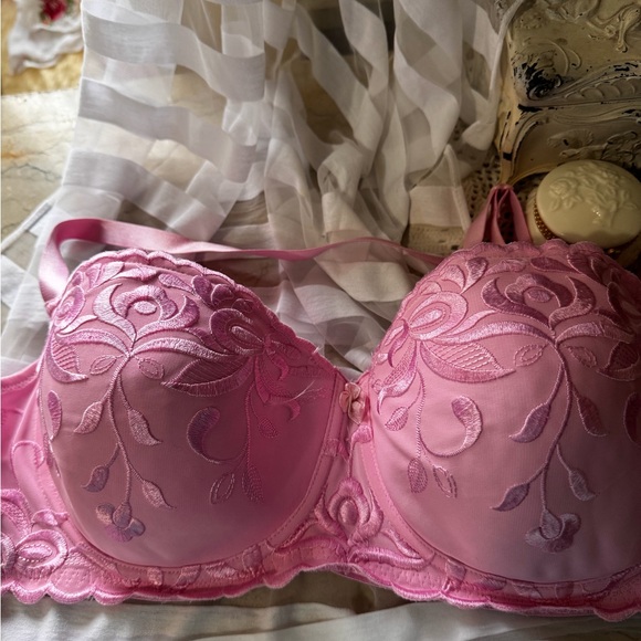 Sweet Nothings Other - Pink Embroidered Bra — Supportive Sweetheart Silhouette
